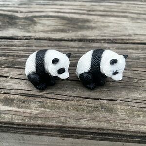 VINTAGE BLIP TOYS SET OF 2 BABY PANDA BEAR CUB ANIMAL TOY FIGURES